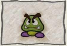 The Hyper Goomba enemy as seen in the in-game bestiary