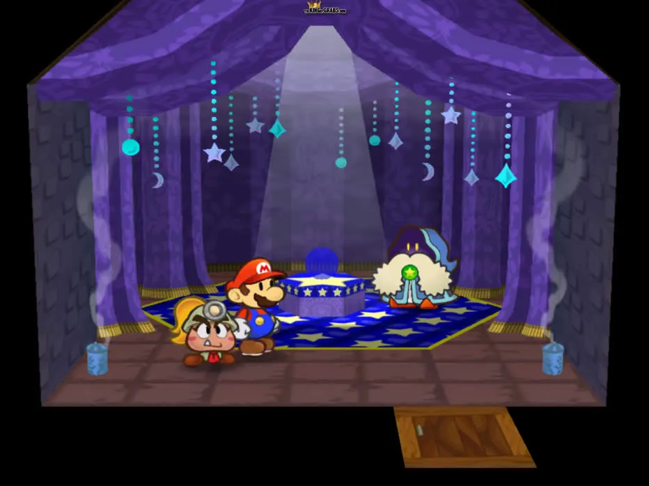 Mario and Goombella in Merlon's house