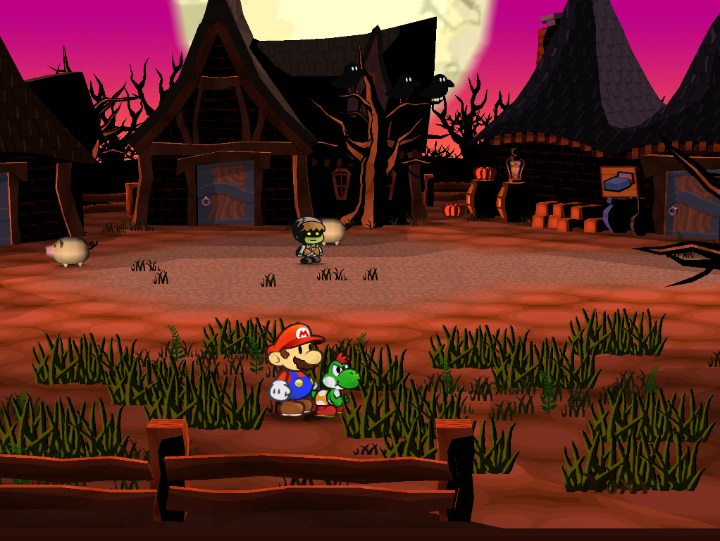 Mario and Yoshi in Twilight Town